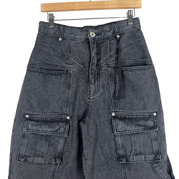 Maniere De Voir NWT Washed Black Cargo Balloon Fit Jeans - Picture 3 of 8